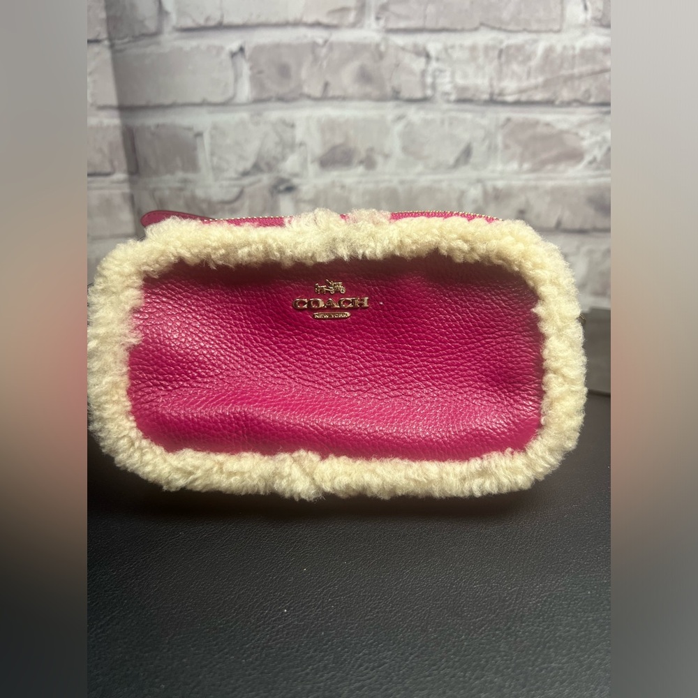 Coach Shearling Cranberry Leather Mini Crossbody